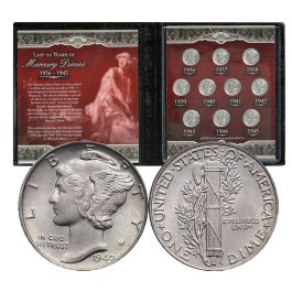 The Last 10 Years of Mercury Dimes 1936 - 1945 - Silver