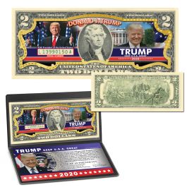 DONALD J $2 Bill TRUMP President MAGA 2016 OFFICIAL Colorized Legal Tender U.S 