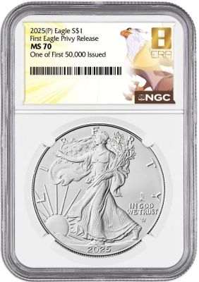 2025 American Silver Eagle NGC MS70 - Eagle Privy - First 50K Issued 1