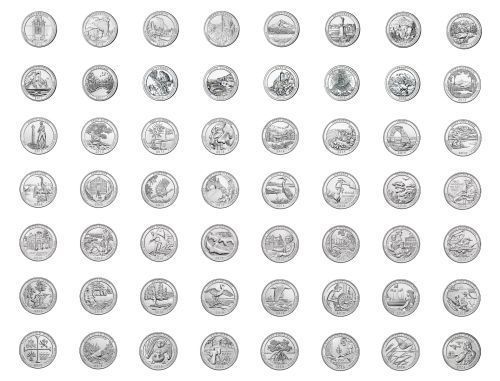 2010 - 2019 BU America the Beautiful Parks Quarters with Map