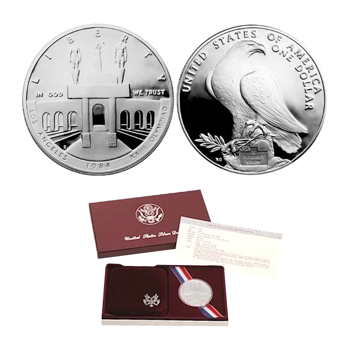 1984 S Los Angeles Olympics Proof Commemorative 90% Silver Dollar US Coin 