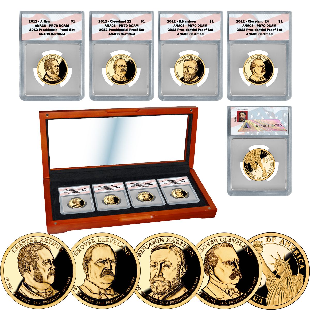 5 Coin Set All 2009 D John Tyler Presidential Golden Dollar BU Gold $1 