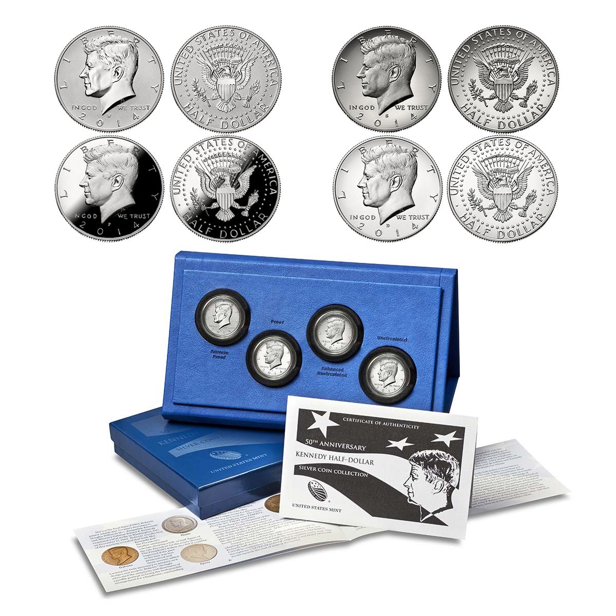 2014 P D S John Kennedy Proof & BU Half Dollars From Mint Sets Combined Shipping