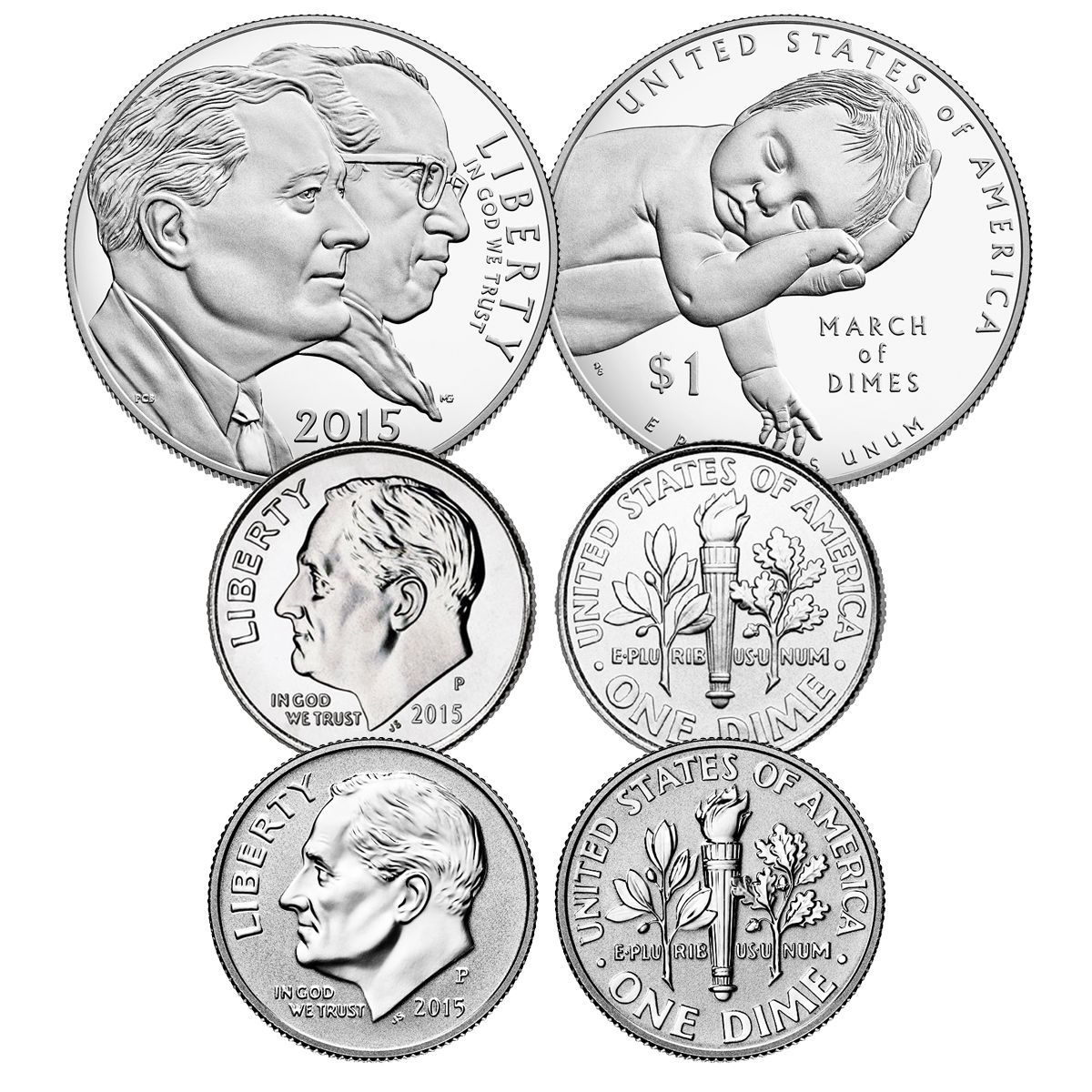 2015 March of Dimes Special 3 Piece Silver Set