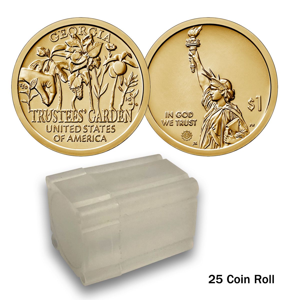 25 Coins 2019 Proof Georgia American Innovation Golden Dollar Coin Roll