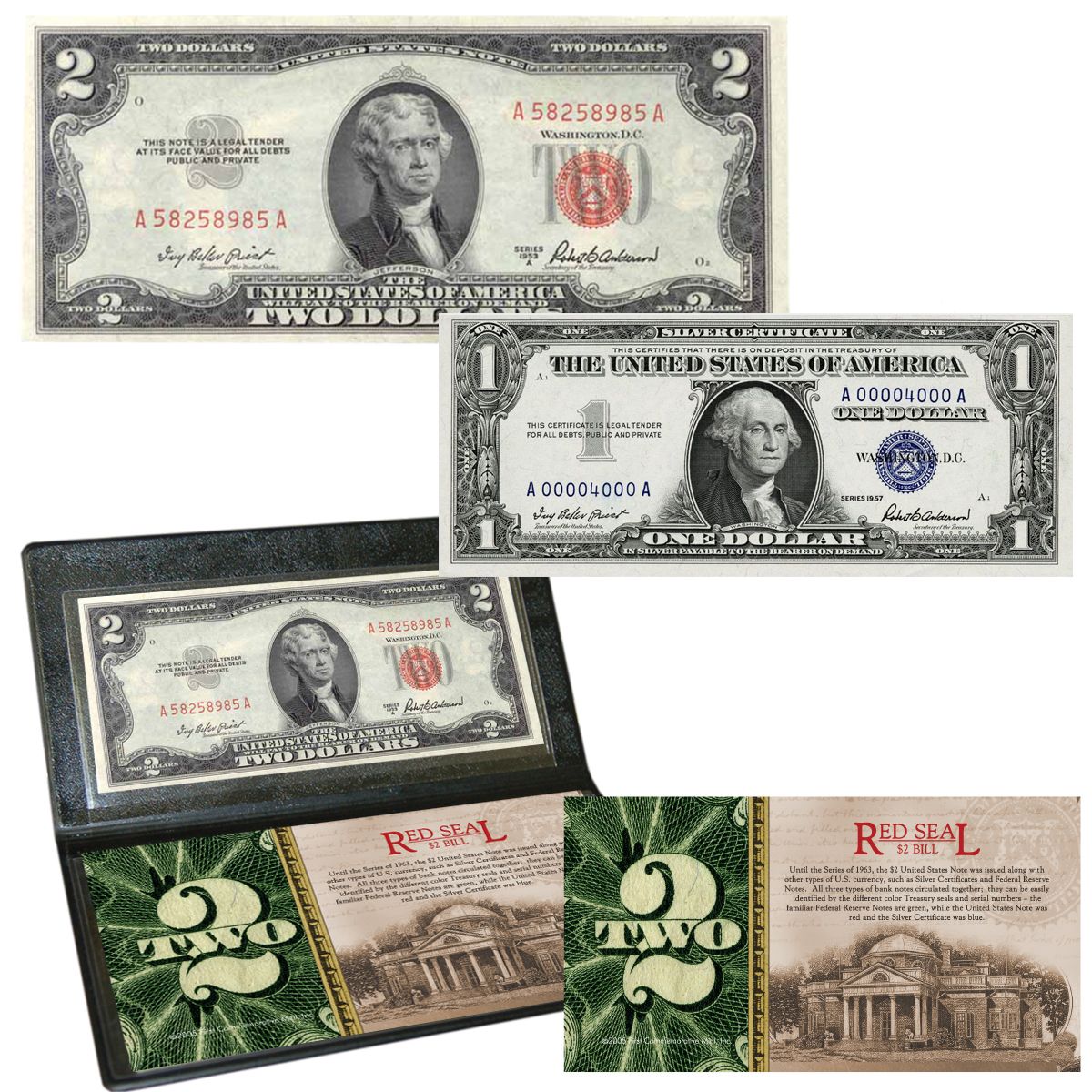 $2 Series Of 1928 Red Seal United States Note 2 FREE Shipping Bills 