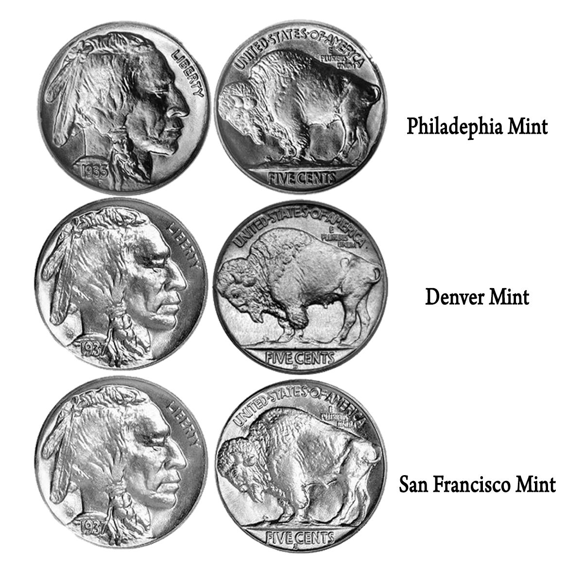 10 from.... Group of Obsolete Buffalo Nickels
