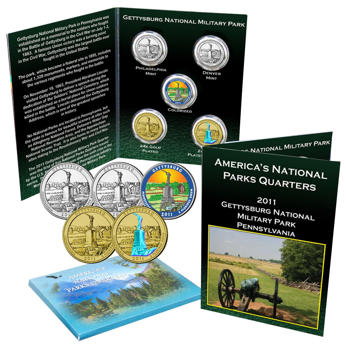 thumbnail image 2 of 2017 Colorized National Parks America The Beautiful Quarters - Set Of 5, 24K Gold Plated 2 of 2