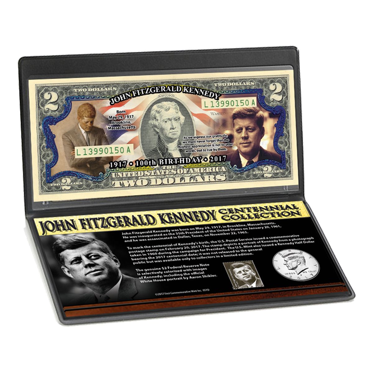 JFK Centennial Colorized Coin & Currency - PCH Favorites