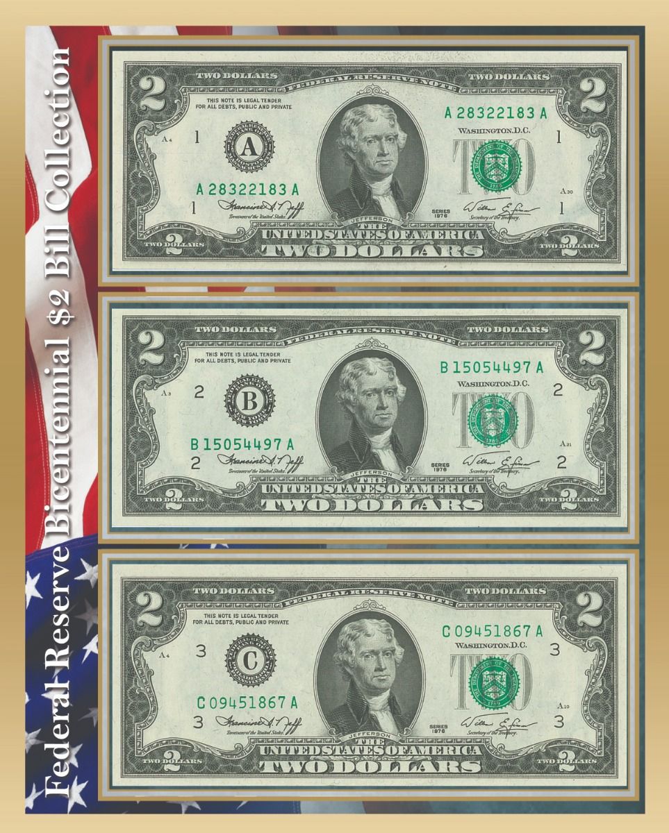 1976 $2.00 Bicentennial Bill CU Minneapolis & 1953 1963 $2.00 Red Seal 