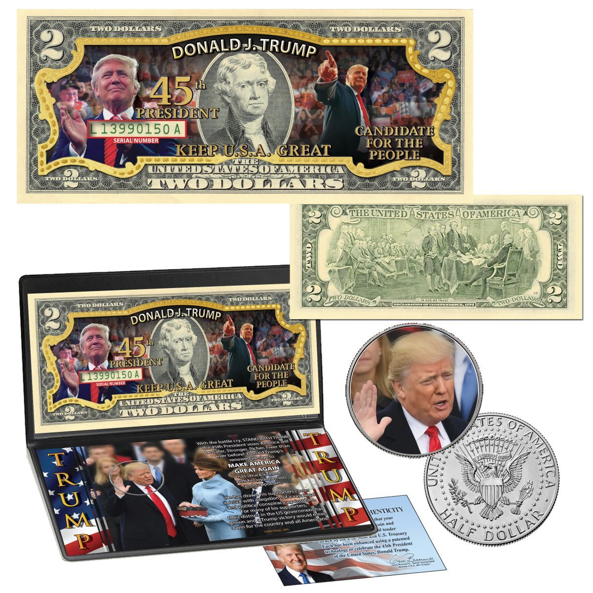 Donald Trump 24k Layered & Colorized Collectible Coin – Ungraded, 25C Denomination