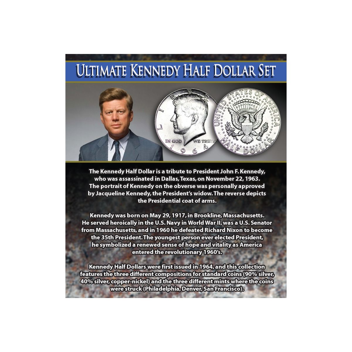 thumbnail image 2 of 2005 P&D Kennedy Half Dollar Set – 2 Coin Uncirculated Set From Denver & Philadelphia 2 of 3