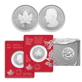 2024 1-oz. 99.99% Pure Silver Coin – Treasured Silver Maple Leaf First Strikes: Year of the Dragon Privy Mark