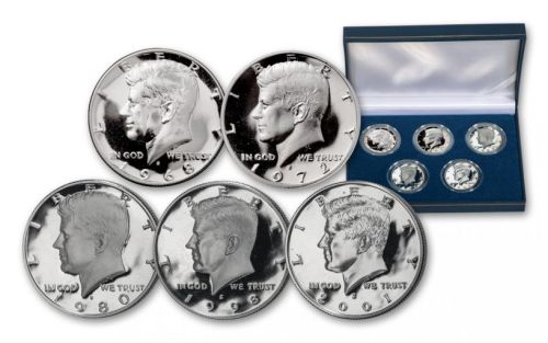 5 DECADES OF S MINT PROOF  HALF DOLLARS 1960’S – 2000’S 1