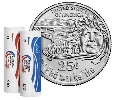 2023 Edith Kanakaʻole American Women Quarters P&D Rolls 2