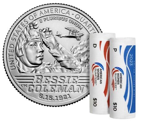 2023 Bessie Coleman American Women Quarters P&D Rolls 1