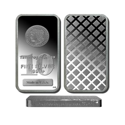 10 Ounce .999 Solid Silver Bar Morgan Dollar Design 1