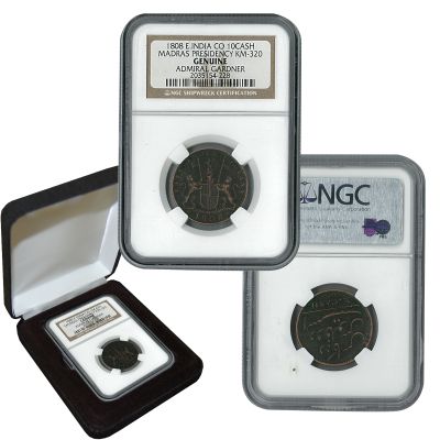 Admiral Gardner Shipwreck Recovery East India Company 10 Cash NGC Certified 1