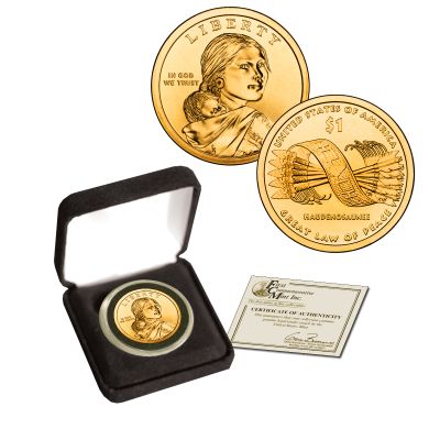 24K GOLD PLATED NATIVE AMERICAN DOLLAR - 2010 1