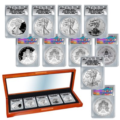 2011 5PC "70" 25th Anniversary Silver Eagle Set 1