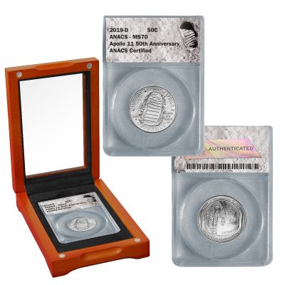 Apollo 11 50th Anniversary 2019 MS70 Clad Half Dollar 1