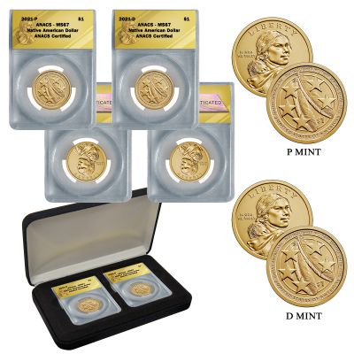 2021 P&D MS67 Native American Dollars 1
