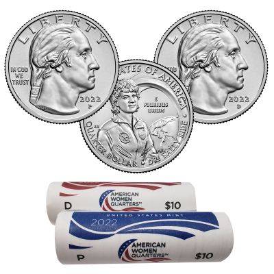 2022 P & D Dr Sally Ride AMERICAN WOMEN WASHINGTON QUARTERS MINT ROLLS 1
