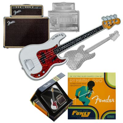 Fender Dynamic Duo Precision Bass & Bassman Pure Silver 2 Coin Set 1