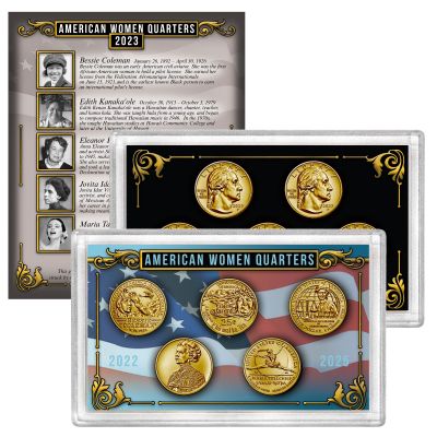 2023 24K GOLD PLATED AMERICAN WOMEN QUARTERS SET OF 5 1