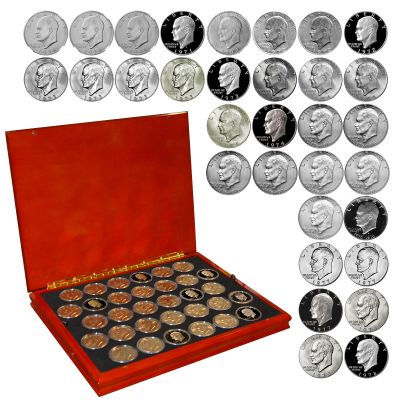 Complete Eisenhower Dollar Collection in Collector's Display Box 1