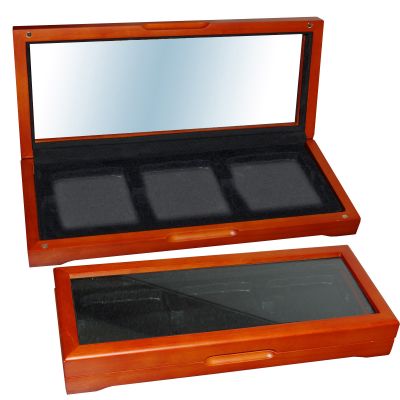 Oak Display Box for 3 Slabbed Coins 1