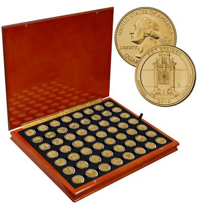 2010-2021 PARKS AND TERRITORIAL QUARTERS, GOLD PLATED, BOXED 1