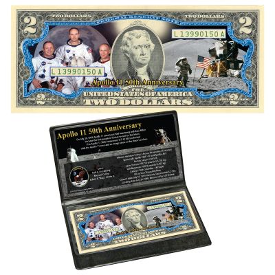 Apollo 11 50th Anniversary Colorized $2 Bill 1