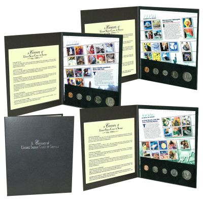 A Century of Coins and Stamps - 3PC Set - 1970's, 1980's and 1990's 1