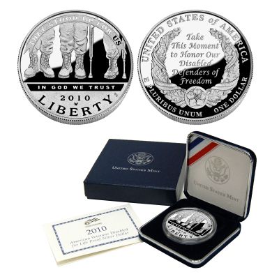 2010 American Veterans Disabled for Life Silver Dollar- Proof 1