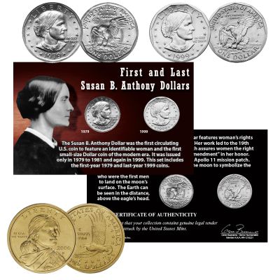 First & Last Susan B. Anthony Dollars BONUS! First Sacagawea Dollar 1