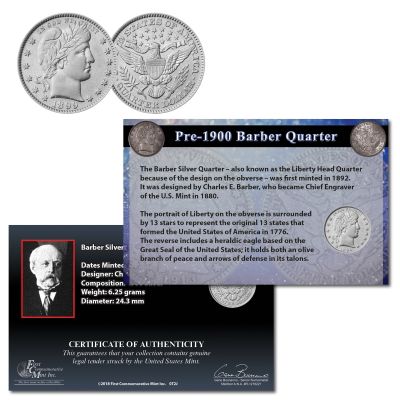 Pre 1900 Barber Silver Quarter 1