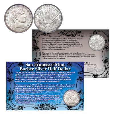 San Francisco Mint Barber Silver Half Dollar 1