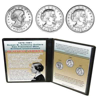 Last S Mint Business Strikes 3 Coins Susan B. Anthony Dollars 1