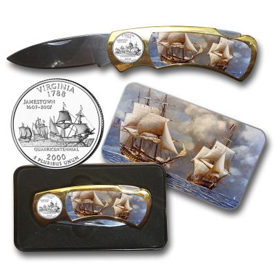 Pocket Knife - Ships at Sea  - 2000 Virginia State Quarter 1