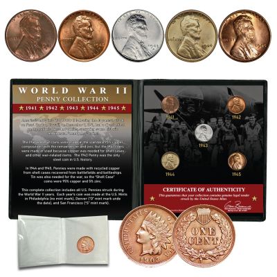 WWII Penny Collection with Bonus 100 Year Old Indian Head Penny 1