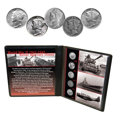 WWII Silver Mercury Dimes 1941-1945 1