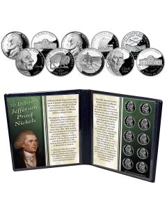 10 Different Proof Jefferson Nickels