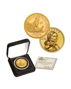 24K GOLD PLATED NATIVE AMERICAN DOLLAR - 2013