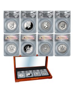 2014 ANACS "70" 4-piece 50th Anniversary Silver Kennedy Half Dollar Set