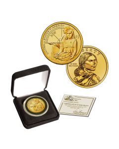 24K GOLD PLATED NATIVE AMERICAN DOLLAR - 2014
