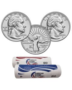 2022 P & D Maya Angelou American Women Washington Quarters Mint Rolls 
