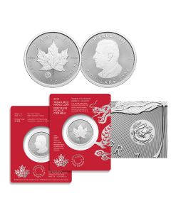 2024 1-oz. 99.99% Pure Silver Coin – Treasured Silver Maple Leaf First Strikes: Year of the Dragon Privy Mark
