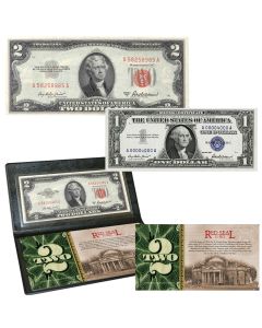 $1 BLUE SILVER CERTIFICATE and RED SEAL $2 BILL 