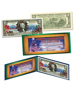 Christmas Colorized $2 Bill (Santa)